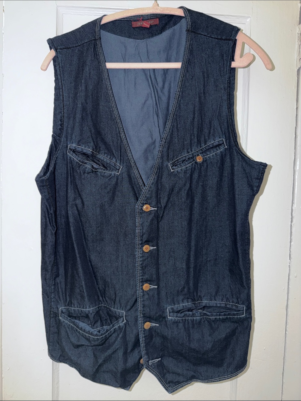 Women’s Denim Button-Front Vest - Dark Blue